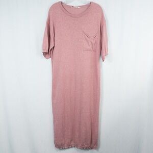 Free People Beach Linen Blend‎ Knit Midi Dress Small Pink Oversized Lagenlook